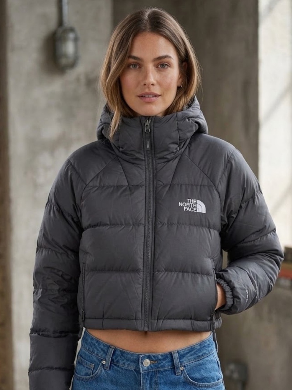 The North Face Women’s Black Hooded Cropped Puffer Jacket